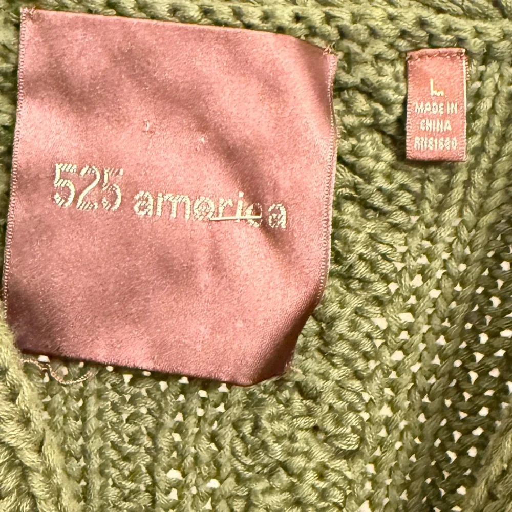 525 AMERICAN Women's Olive Green Cable Knit Button Down Sweater Jacket Size L